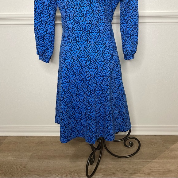 Boden Blue and Black Floral Print Dress - Picture 10 of 13